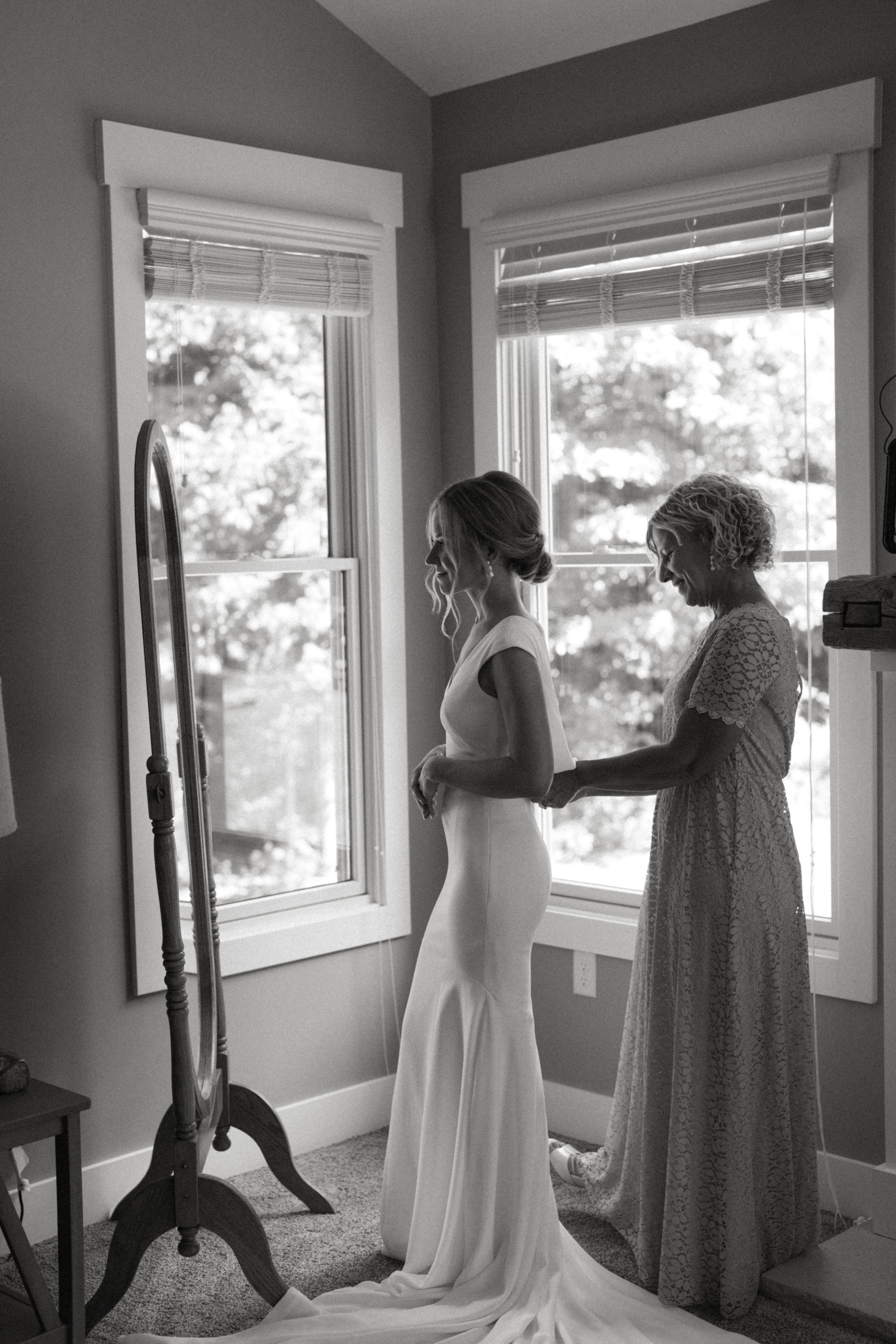 Bride Getting Ready with Mom